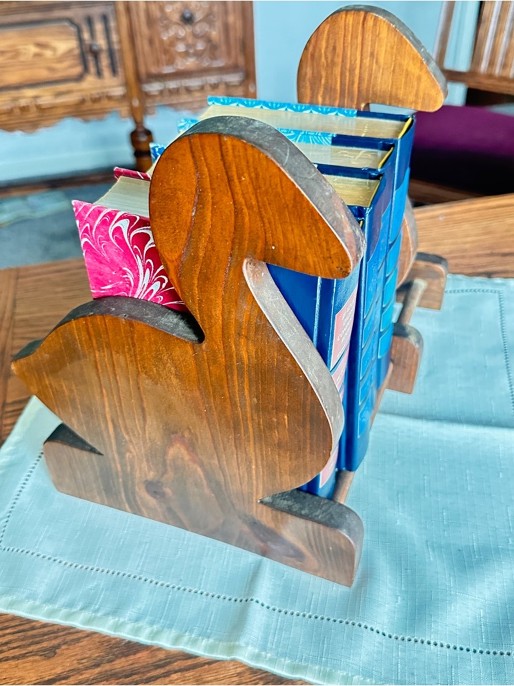 Vintage handmade Wooden Duck Bookends